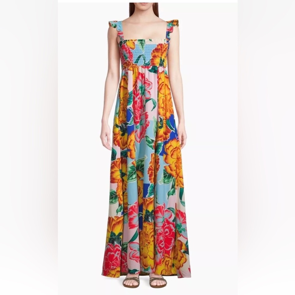 NWT Agua Bendita Fiorever Leandra Floral Maxi Dress Medium M Boho Ruffle $320
